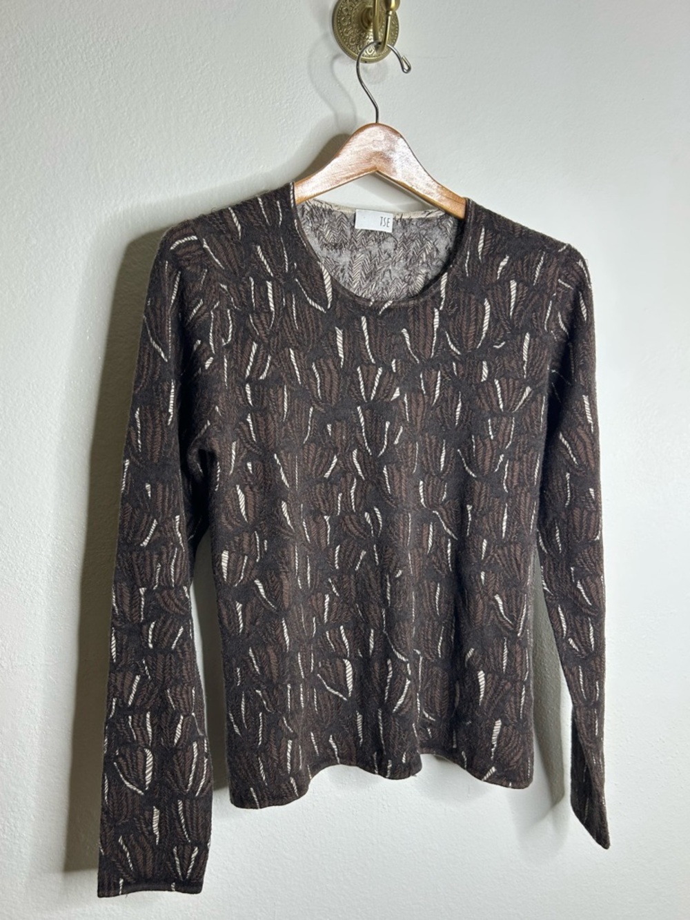 Tse 100% Cashmere Brown Neutral Textured Stitch Pullover Sweater Size Large View 2